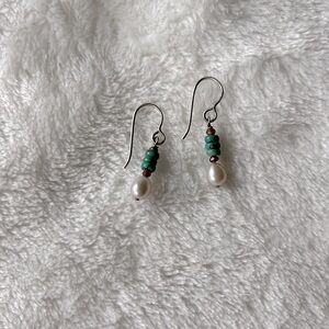 Turquoise and pearl earrings